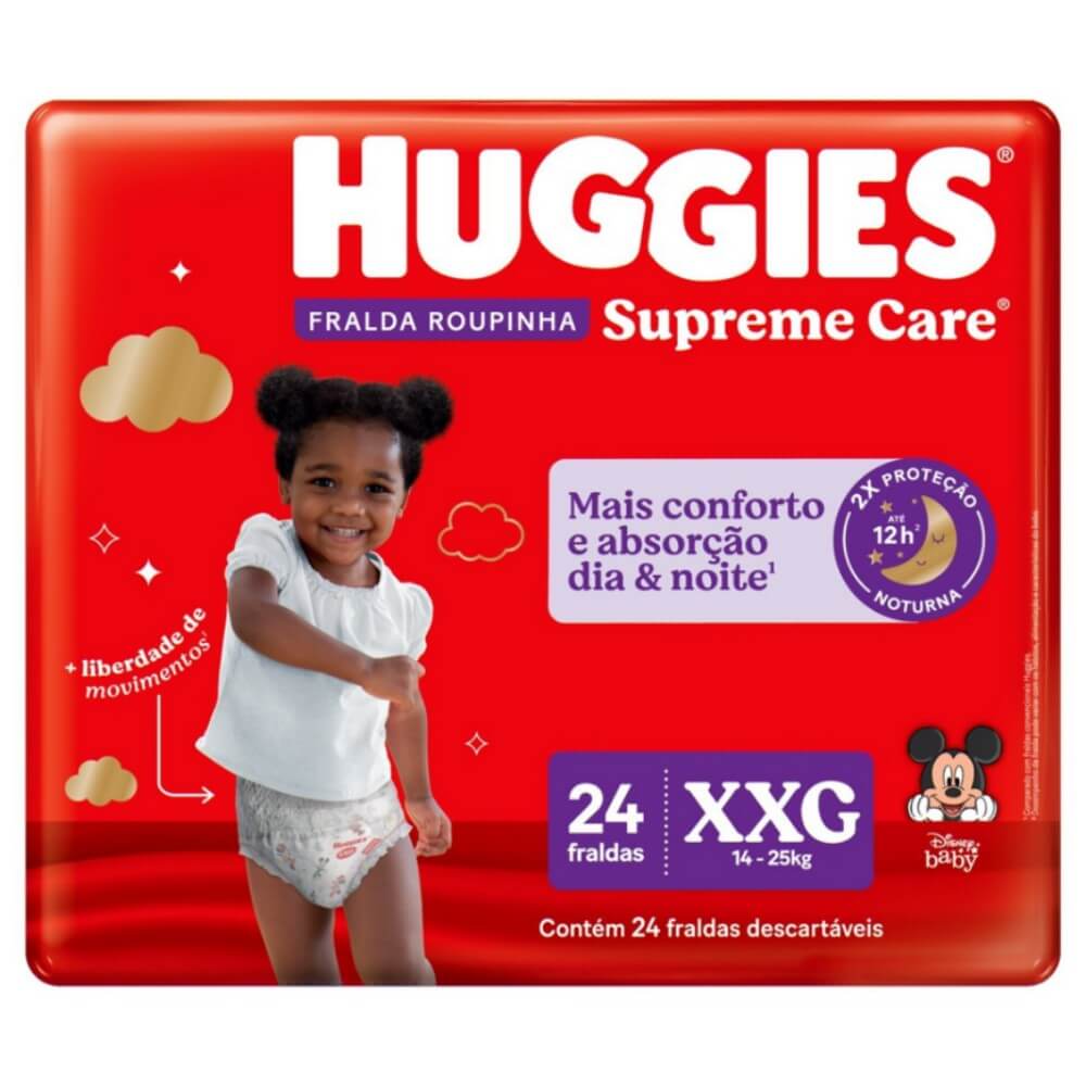 Fralda Descartável Huggies Supreme Care Roupinha Mega XXG 24 Unidades ...